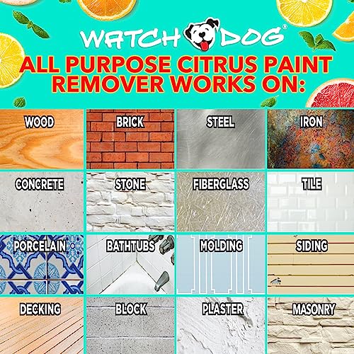 Watch Dog All Purpose Citrus Paint Remover - Ruby Red Color, Citrus Scent - Removes Multiple Layers of Paint (Latex, Oil, Acrylic, Water-Based), Varnish, & Coatings - Do It Yourself Friendly - 32oz