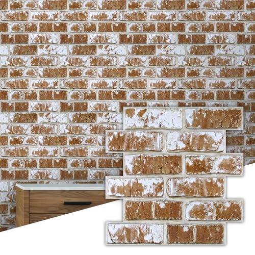 Commomy Faux Brick Wall Panels Peel and Stick Thin PVC 10 Pcs 11.8" x 11.8" - color: Brick-WP