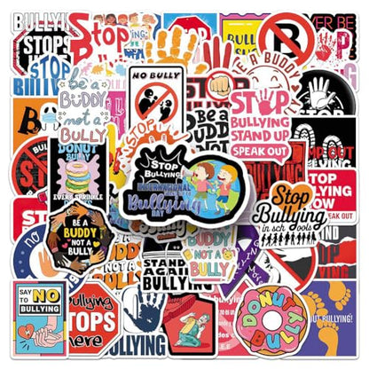 Anti Bullying Stickers |50Pcs Stop Bullying Theme Waterproof Vinyl Decals - color: Anti Bullying