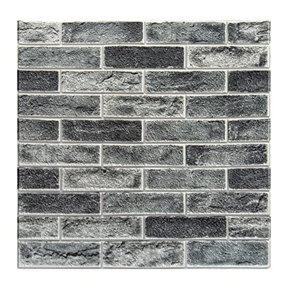 Art3d 20-Pack Durable Faux Brick Peel and Stick 3D Wall Panels, Stone Ash - color: Stone ash, size: 20pcs-27x27inch