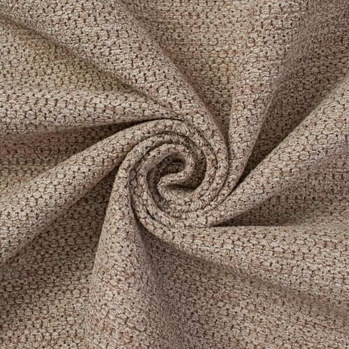 Textured Chenille Jacquard Upholstery Heavy Duty Polyester 58" Fabric by The Yard (Sand, 1 Yard) - color: Sand, size: 1 Yard