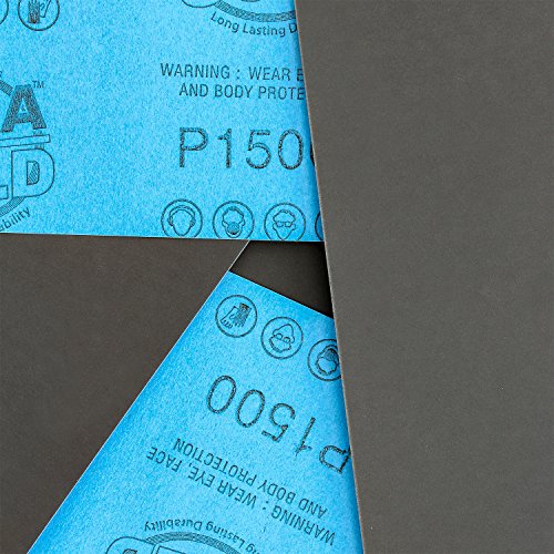 Dura-Gold 5-1/2" x 9" Wet or Dry Sandpaper Sheets, 1500 Grit, Box of 25 - size: 1500-Grit