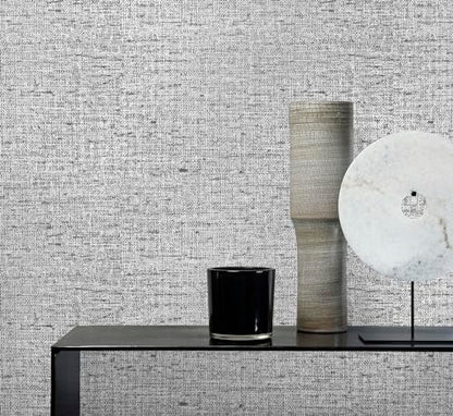 Gray Grasscloth Peel and Stick Wallpaper Textured 15.7in x 118.1in - color: Gray, size: 15.7" x 118.1"