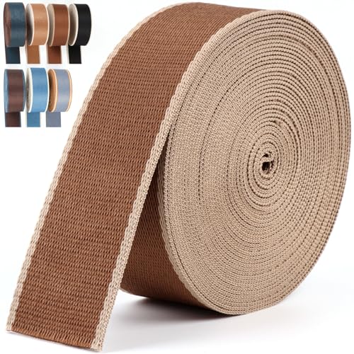 1.5 Inch Brown Webbing Heavy Duty Striped Webbing 6 Yards - color: wb10-6 Yards