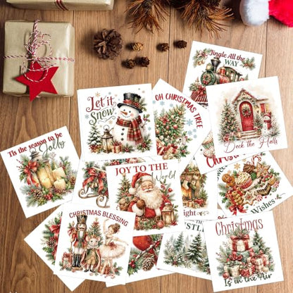 Christmas Rub on Transfers for Crafts, Santa Transfer Furniture Decals - style: Old World