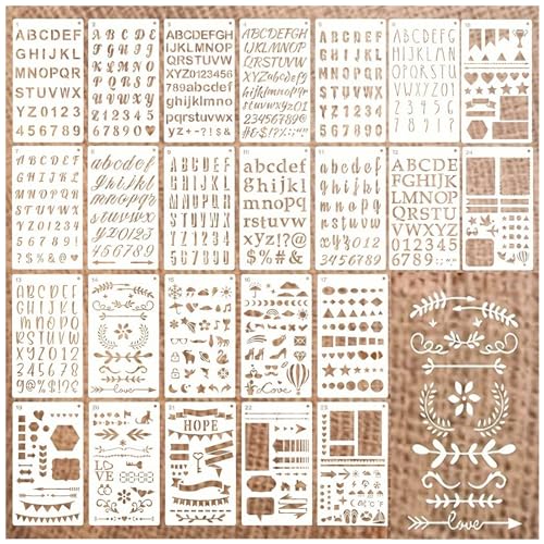24 Pieces Letter Stencils for Painting,Reusable for Creative Projects. - color: 24PCS-C