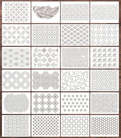 Sashiko Stencil Embroidery Stencils for Crafts Reusable 8"x6" - style: Sashiko