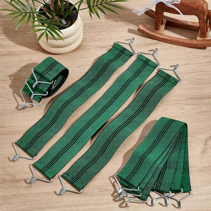 NBEADS 12 Pcs Zero Gravity Chair Replacement Belts, Heavy-Duty Polyester Elastic Support Straps 16.1x1.9Inch Reinforced Clasps for Patio Lawn Folding Recliners, Green