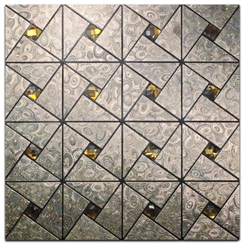 10 Sheets Peel and Stick Backsplash Tile, Self-Adhesive Mosaic Tile, Stick on Kitchen, Bathroom Vanities, Fireplace Décor, Laundry Table (10, Lasing Bronze) (10, Lasing Bronze) - color: Lasing Bronze