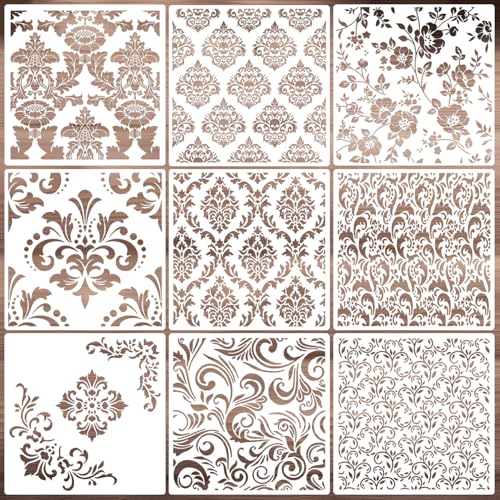 Damask Stencils for Walls 12inch Damask Stencil - style: Damask