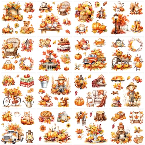 16 Pcs Fall Harvest Rub-On Transfers for Furniture & Crafts
