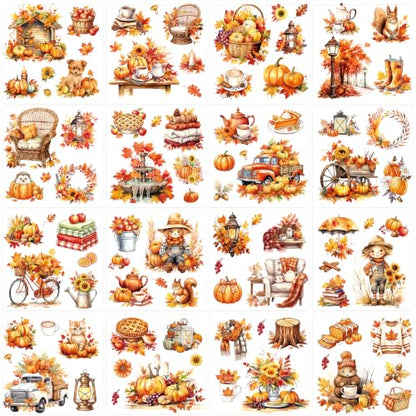 16 Pcs Fall Harvest Rub-On Transfers for Furniture & Crafts