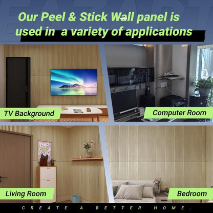 Modern Wood Slat Wall Panels, Peel and Stick Acoustic Panels, Self-Adhesive Wall Covering and Easy Installation, 8-Pack 47.24x11.81in. Natural Wood Finish (Oak) - color: Oak