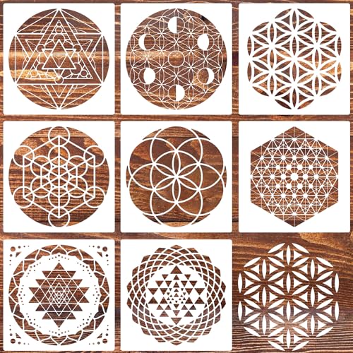 Sacred Geometry Stencil 8inch Metatron's Cube/The Flower of Life Stencils - style: Sacred Geometric