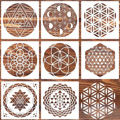 Sacred Geometry Stencil 8inch Metatron's Cube/The Flower of Life Stencils - style: Sacred Geometric