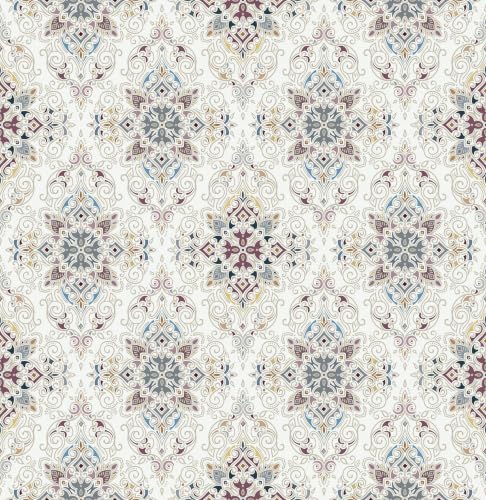 Retro Damask Peel and Stick Mural Wallpaper Vintage Boho Contact Paper - color: Red White