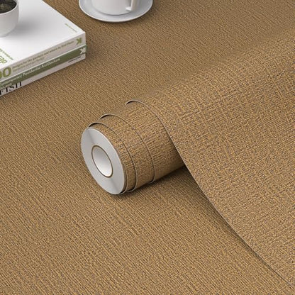 WADILE Grasscloth Peel and Stick Wallpaper 15.7in x 196.8in, Textured Contact Paper for Cabinets, Faux Linen Wall Paper Pull and Stick, Fabric Vinyl Wallpaper Self Adhesive Coffee - color: Coffee, size: 15.7" x 196.8"