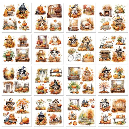 Fall Rub on Transfers for Crafts Vintage Pumpkin Maple Stickers Decals - style: Pumpkin