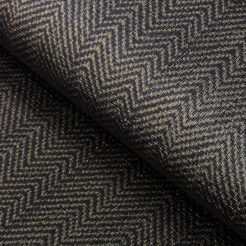 FunStick 15.8"x240" Black and Gold Grasscloth Wallpaper Self Adhesive Fabric Peel and Stick Wallpaper Geometric Wallpaper Removable Modern Herringbone Contact Paper for Bedroom Cabinets Desk Shelves - size: 15.8" x 240"
