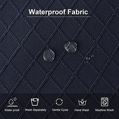 Genina Waterproof Seat Covers for Dining Room Chair Cushion Covers Set of 2 - color: Navy Blue, size: 2 Pcs