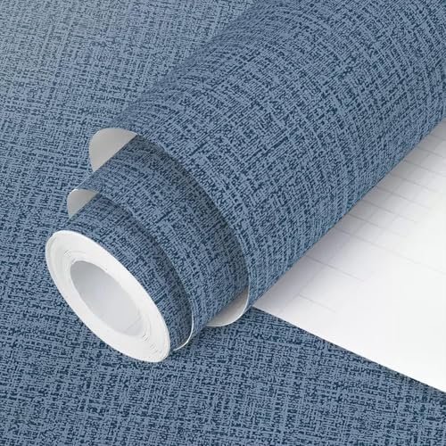 Blue Peel and Stick Wallpaper Grasscloth Decor Paper 17.7in x 393in - color: Blue, size: 17.7" x 393.7"
