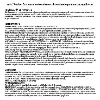 INSL-X Cabinet Coat - Urethane Acrylic Satin Sheen Enamel Cabinet Paint, White, 1 Gallon