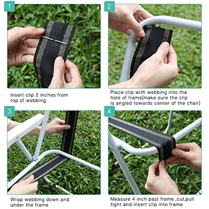 HESTYA 2.25 Inch x 200 ft Lawn Chair Replacement Webbing Kit