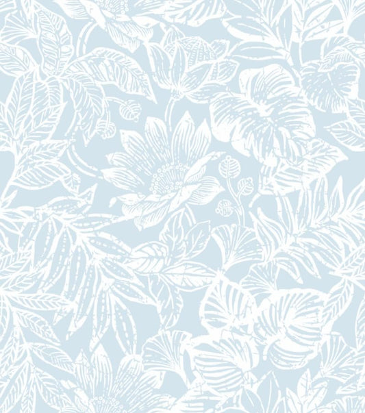 White and Blue Wallpaper Boho Tropical Contact Paper 17.3" x 197" - color: Light Blue, size: 17.3" x 197"