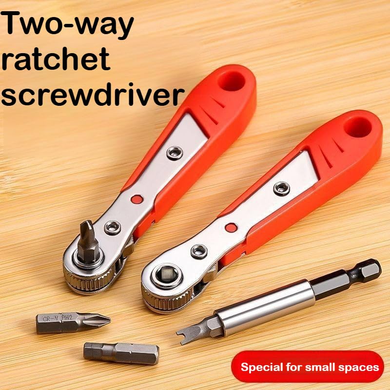 10-In-1 Angled Ratchet Screwdriver Set, 90 Degree Right Angle, Practical - color: Red