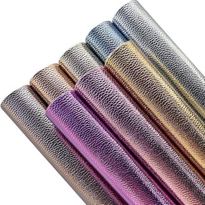 8 Pcs Metallic Lichi Texture Faux Leather Sheets, 8.3" x 11.8" Embossed Pattern PU Leather for DIY Earrings Keychains Pouches - color: Lychee