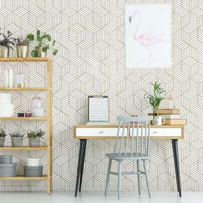 WENMER 17.71 Inch x 708 Inch Geometric Hexagon Peel and Stick Wallpaper - Removable Self Adhesive Vinyl Film Roll for Home Use - color: Geometric Hexagon, size: 17.7" x 708"