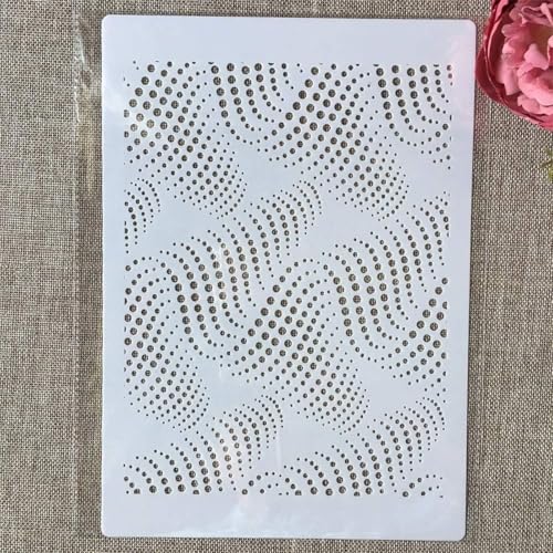 TIAMECH A4 Reusable Wavy Stencil for Painting - style: Wavy Dot