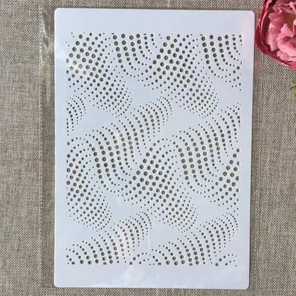 TIAMECH A4 Reusable Wavy Stencil for Painting - style: Wavy Dot