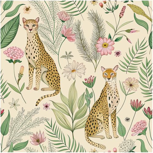 Floralplus Peel and Stick Wallpaper Leopard Removable Wallpaper - color: Beige, size: 17.5" x 118"
