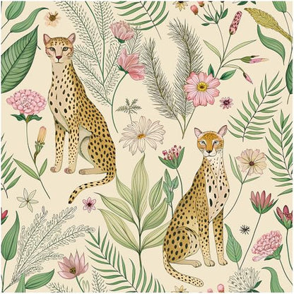 Floralplus Peel and Stick Wallpaper Leopard Removable Wallpaper - color: Beige, size: 17.5" x 118"