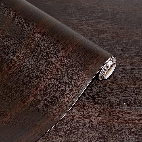 Thick Dark Walnut Contact Paper Wood Peel and Stick Wallpaper 16"x198" Waterproof Self Adhesive Dark Brown Wallpaper Table Sticker Cover Wood Vinyl Wrap for Countertop Desk Table Cabinets Upgrade - color: Dark Walnut, size: 198" x 16"
