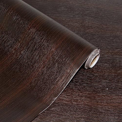 Thick Dark Walnut Contact Paper Wood Peel and Stick Wallpaper 16"x198" Waterproof Self Adhesive Dark Brown Wallpaper Table Sticker Cover Wood Vinyl Wrap for Countertop Desk Table Cabinets Upgrade - color: Dark Walnut, size: 198" x 16"