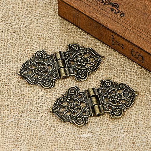 20Pcs Antique Bronze Engraved Hinges Decorative Hardware for Wooden Boxes