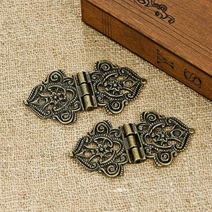 20Pcs Antique Bronze Engraved Hinges Decorative Hardware for Wooden Boxes