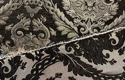 Damask Tapestry Chenille Fabric - Upholstery Fabric, 60" Width - Sold by The Yard (Black/Silver) - color: Black/Silver