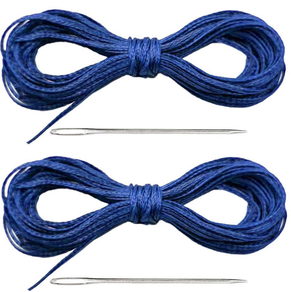 BELINOUS 2 Set Heavy Dudty Thread and Hand Needles (Blue) - color: Blue