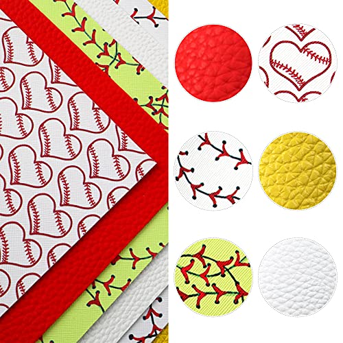 David accessories Sports Printed Faux Leather Fabric Sheets Lychee Pattern 6 Pcs 7.7" x 12.9" (20 cm x 33 cm) Include 2 Kinds of Leather Fabric for DIY Bows Earrings Making Crafts (Sports Set A)