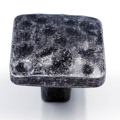 Jetland Square Hammered Cabinet Knobs - 6-Pack, Iron Scratches, 1-1/4" Knobs, Rustic Solid Cast Square Knobs for Dresser Nightstand Furniture, HT0612AS30 - color: Iron Scratches, size: 1-1/4" Knobs