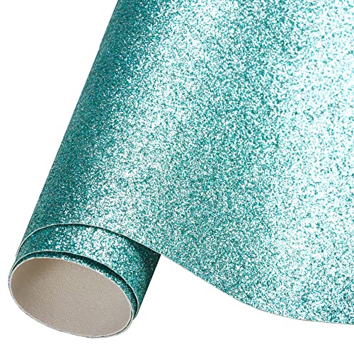 Faux Leather Sheets for Craft One Roll Sparkle Glitter Surface Solid Leather Fabric Sheets 12" x 53” (30cm x 135cm) Inch Large Size (Emerald) - color: Emerald
