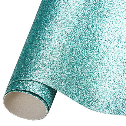 Faux Leather Sheets for Craft One Roll Sparkle Glitter Surface Solid Leather Fabric Sheets 12" x 53” (30cm x 135cm) Inch Large Size (Emerald) - color: Emerald