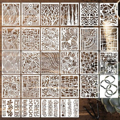 28 Pcs Stencils for Crafts Reusable Texture Stencils for Painting 10"x8"