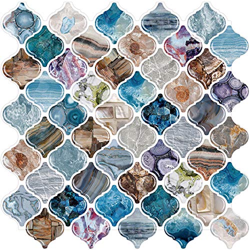 STICKGOO Arabesque Peel and Stick Backsplash Tile for Kitchen, Multi - color: Multicolor