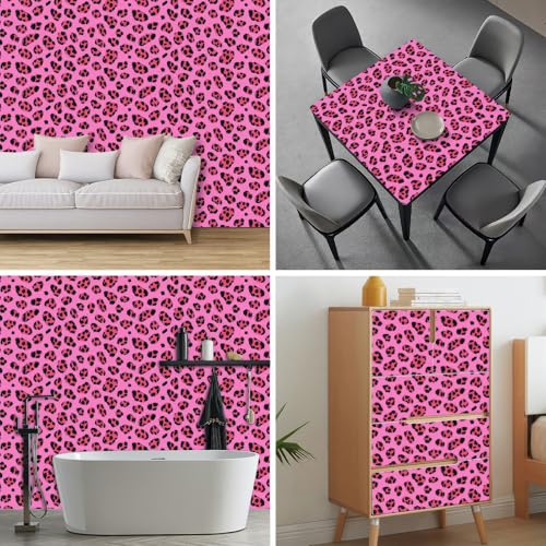 HOMETITUTE Neon Leopard Peel and Stick Wallpaper 118.1x17.7 Inch Vinyl - color: Neon Leopard Print