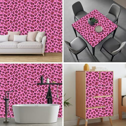 HOMETITUTE Neon Leopard Peel and Stick Wallpaper 118.1x17.7 Inch Vinyl - color: Neon Leopard Print
