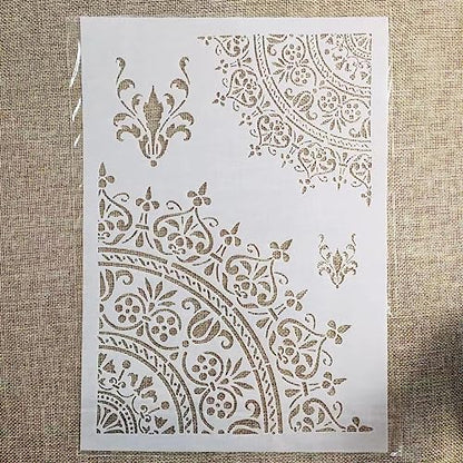 TIAMECH A4 Reusable Mandala 1/4 Wheel Stencil for Painting - style: Mandala Wheel